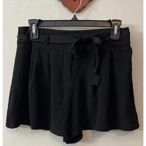 Monteau Womens Medium Black Sheer Lightweight High-Waisted Belted Shorts! A5428